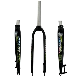 TISORT Mountain Bike Fork TISORT 1-1 / 8" 26 / 27.5 / 29" Aluminum Alloy Rigid Disc Brake MTB Fork, 28.6mm Threadless Straight Tube Superlight Mountain Bike Front Forks (Color : Glossy black green)