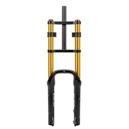 UKALOU Mountain Bike Fork UKALOU 20 Inch Bike Fat Fork 4.0" Tire Air Suspension Fork Double Shoulder 1-1 / 8" Disc Brake QR 135mm Travel 110mm Adjustable Rebound For Snow Beach XC MTB Bicycle 2880g (Color : 20'' Gold)