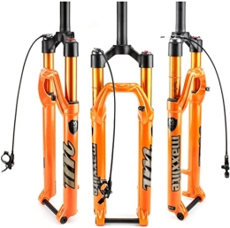 UPPVTE Mountain Bike Fork UPPVTE Air Bicycle Suspension Fork 26 27.5 29", Thru Axle 15mm Aluminum Alloy MTB Front Forks Straight Tube 1-1 / 8" Travel 100mm Disc Brakes Forks (Color : Remote Orange, Size : 27.5 inch)
