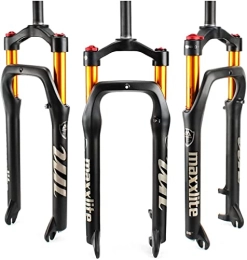 UPPVTE Mountain Bike Fork UPPVTE Air Fat Fork 20 / 26in MTB Bike Suspension Fork, Aluminum Alloy Forks 1-1 / 8" Travel 100mm QR 9mm Disc Brake Fit 4.0" Tire Forks (Color : Gold, Size : 20 inch)