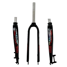UPPVTE Spares UPPVTE Carbon Fiber Bike Front Fork, Straight Tube 26 / 27.5 / 29inch Disc Brake Aluminum Alloy Fork 9mm Quick Release, For MTB Bike (Color : Black Red, Size : 26inch)