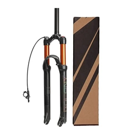 UPPVTE Mountain Bike Fork UPPVTE MTB Air Fork, 26 / 27.5 / 29 Inch Wire Control Suspension Fork Straight Tube Travel 100mm Damping Adjustment Bicycle Accessories (Color : Gold tube, Size : 29inch)