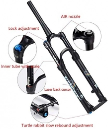 XZ Mountain Bike Fork XZ High Quality 26" Shock Absorber Fork, Mountain Bike Aluminum Alloy Cone Disc Brake Damping Adjustment Travel, Black, 26inch