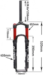 XZ Mountain Bike Fork XZ High Quality Shock Fork Downhill Suspension Forks, 26" / 27.5 Aluminum Alloy Disc Brake Damping Adjustment Tube, 27.5inch