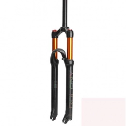 YMSHD Mountain Bike Fork YMSHD Mountain Bike Front Fork With Air Suspension Fork Adjusting Rebound, Aluminum Alloy, Double Shoulder Steering With Straight Tube, Travel 100mm, For Bicycle Mtb, Gold-26In