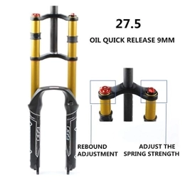 YZLP Mountain Bike Fork YZLP Bike forks Mountain bike fork 26 / 27.5 / 29er Double Shoulder Air Resilient Oil Damping For Disc Brake Suspension Fork Bicycle Accessory (Color : 27.5 OIL OPEN)