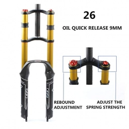 Z-LIANG Mountain Bike Fork Z-LIANG Mountain bike fork 26 / 27.5 / 29er Double Shoulder Air Resilient Oil Damping For Disc Brake Suspension Fork Bicycle Accessory (Color : 26 OIL OPEN)