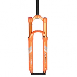 Zatnec Mountain Bike Fork Zatnec Front Fork Double Air Chamber Design, Damping Rebound Adjustment Suspension Fork, Gold Tube Shoulder Control 27.5 Inch (Color : Orange, Size : 27.5inch)