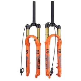 ZECHAO Mountain Bike Fork ZECHAO 27.5 / 29in Mountain Bike Suspension Forks, 120mm Travel 1-1 / 8" Bicycle Shock Absorber Forks 9mm Axle With Scale Bicycle Accessories Accessories (Color : Orange-Remote Lock, Size : 27.5inch)
