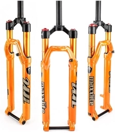 ZECHAO Mountain Bike Fork ZECHAO Air Bicycle Suspension Fork 26 27.5 29", Thru Axle 15mm Aluminum Alloy MTB Front Forks Straight Tube 1-1 / 8" Travel 100mm Disc Brakes Accessories (Color : Manual Orange, Size : 26 inch)