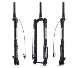 ZECHAO Mountain Bike Fork ZECHAO Downhill Mountain Bike Suspension Fork, DH Inverted Air Fork Travel 150mm Adjustable Rebound Tapered Front Fork Thru Axle 15x110mm Accessories (Color : Black-Tapered tube, Size : Manual)