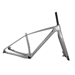 PPLAS Spares PPLAS Full Carbon MTB Frame And Fork Mountain Bike Carbon Frames With 15 * 100mm Thru Axle Forks Headset (Color : Gray, Size : 27.5er 15inch Glossy)