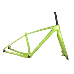 PPLAS Spares PPLAS Full Carbon MTB Frame And Fork Mountain Bike Carbon Frames With 15 * 100mm Thru Axle Forks Headset (Color : Light Yellow, Size : 27.5er 15inch Glossy)