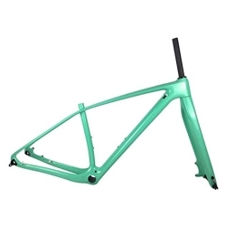 PPLAS Spares PPLAS Full Carbon MTB Frame And Fork Mountain Bike Carbon Frames With 15 * 100mm Thru Axle Forks Headset (Color : Mint Green, Size : 27.5er 15inch Glossy)