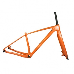 PPLAS Spares PPLAS Full Carbon MTB Frame And Fork Mountain Bike Carbon Frames With 15 * 100mm Thru Axle Forks Headset (Color : Orange, Size : 27.5er 17inch Glossy)