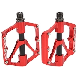 01 02 015 Mountain Bike Pedal 01 02 015 Mountain Bike Bearing Pedal, CNC Machining Bike 3 Bearing Pedal 14mm Threaded Port Portable for Bicycles(red)