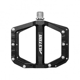 Alston Mountain Bike Pedal Alston 3 Bearings Mountain Bike Pedals Platform Bicycle Flat Alloy Pedals 9 / 16" Pedals Non-Slip Alloy Flat Pedals 1 Pair (602-Black)