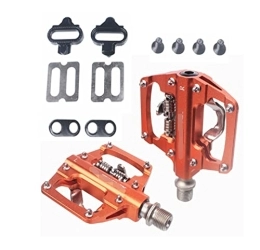 ANASRI Spares ANASRI TTRS store Pedales Bicicleta Fit For Mtb Self-locking CNC Aluminum Alloy DU Bearing SPD Dual Platform Mountain Bike Clamp-free Pedal (Color : Orange)