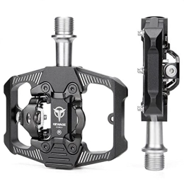 BaiHogi Spares BAIHOGI MTB Bike Clipless Pedals Self-locking CNC Aluminum Alloy DU Bearing SPD Double Flat Platform Mountain Bicycle Pedal 2022 (Color : Black Pedal)