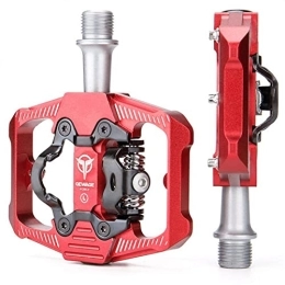 BaiHogi Spares BAIHOGI MTB Bike Clipless Pedals Self-locking CNC Aluminum Alloy DU Bearing SPD Double Flat Platform Mountain Bicycle Pedal 2022 (Color : Red Pedal)