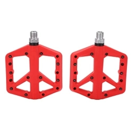 Bigking Spares Bicycle Pedal, 1 Pair Bike Pedal Anti Slip Nylon Fiber Bicycle Platform Flat Pedals for Road Mountain Bike(Red)