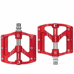 BIENKA Mountain Bike Pedal BIENKA Bicycle Cycling Bike, Aluminum Antiskid Durable Mountain Bike Road Bike Hybrid Widen The Pedaling Area pedal (Color : Rot)