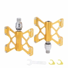 BIENKA Mountain Bike Pedal BIENKA Mountain Bike, 3 Bearing Composite Bicycle High-Strength Non-Slip Surface for Road Bikes Flat Bike pedal (Color : Giallo)