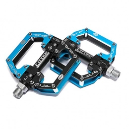 WANYD Mountain Bike Pedal Bike Cycling Pedals Lightweight Aluminum Alloy, Mountain bike bearing pedals dead fly pedal-black blue