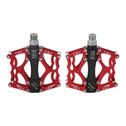 Bigking Mountain Bike Pedal Bike Pedals, 1 Pair Red Mountain Bike Pedals Aluminum Alloy High Speed Bearing Lightweight Non Slip Platform Bicycle Flat Pedals for 25.9mm Bicycles