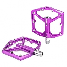 Bike Pedals, Aluminum Alloy Anti-Slip Durable Mountain Bike Flat Pedals Cycling Road Bike Hybrid Pedals (2*Pedals) Purple