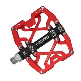 BANGHA Spares Bike Pedals Mountain MTB Bike Wide Pedals 9 / 16" Cycling Sealed 3 Bearing Pedals CNC Machined Lubricated Sealed Bearing Platform Pedals Cycling Bike Pedals (Color : Red)