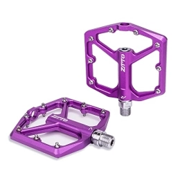 AMWRAP Spares Bike Pedals MTB CNC Aluminum Alloy Ultralight Flat Pedal AM Enduro Bike Smooth Bearings 9 / 16 Thread Large Area Mountain Bike Pedals (Color : JT07-Purple)