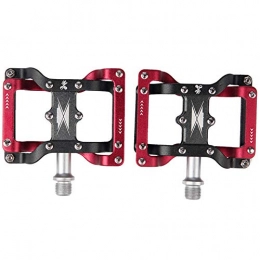 Feixunfan Spares Bike Pedals Riding Accessories 9 / 16" Wide Plus Aluminum Flat Bicycle Pedals For Sealed Bearings For Mountain Bikes Road Bikes Bicycle Accessories for MTB BMX Mountain Road Bike (Color : Black+Red)