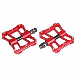 BEP Spares Bike Pedals, Ultra Light Aluminum Alloy 2 Peilin DU Bearing Widen Pedals with Non Slip Nail for Mountain Road Trekking Bike, Red