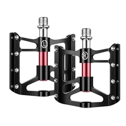 catazer Mountain Bike Pedal CATAZER Bicycle Pedals 3 Bearings Mountain Bike Pedals Platform Bicycle Flat Aluminum Alloy Pedals 9 / 16" (Black)