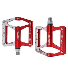 catazer Mountain Bike Pedal CATAZER Large Mountain Bike Pedals Flat, Lightweight Aluminum Alloy MTB Pedals, 3 Bearings Wide Platform Pedals 9 / 16" (Red)