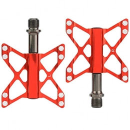 Demeras Spares Demeras Pedals Bicycle Replacement Equipment wear- durable exquisite workmanship robust Aluminium Alloy Mountain Road Bike Lightweight Pedals for trail riding(red)