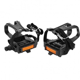 Dilwe Spares Dilwe 1 Pair Bike Pedal, Bicycle Pedals with Toe Clips and Straps for Cycling Road Mountain Bike Fixed Gear