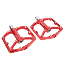 Dilwe Spares Dilwe Bike Pedal, Aluminum Alloy Anti Slip Cycling Pedal for Most Mountain Bikes, Road Bikes and Other Models with 1.5cm Threaded Interface, etc(Red)