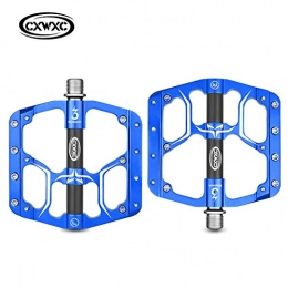DishyKooker Spares DishyKooker Bicycle Pedal Flat MTB Road 3 Bearings Bicycle Pedals Mountain Bike Pedals Wide Platform Pedal CX-V15 blue Free size