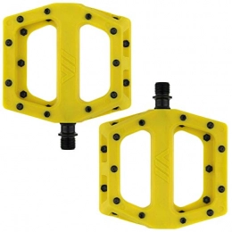 DMR Spares Dmr V11 Flat Mountain Bike Pedals - Yellow, Steel Axle / Pair Lightweight Nylon Composite Plastic MTB Cycling Part Downhill Freeride Ride Trail Dirt Jump Cycle Wide Platform Tuneable Pin Grip