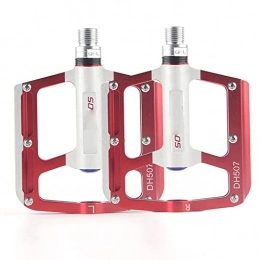 DSFHKUYB Spares DSFHKUYB Cycling Bike Pedals, Light Aluminium Non-Slip MTB Pedals with 3 Sealed Bearings, Wide Platform Bicycle Pedals for Mountain Bike, Red
