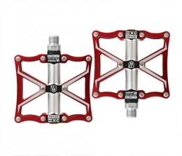 DUBAOBAO Spares DUBAOBAO 3 bearing bicycle pedal, non-slip ultra-light mountain bike pedal, bearing sealed pedal, ultra-light aluminum alloy, Red