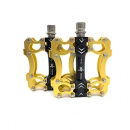 FETESNICE Mountain Bike Pedal FETESNICE Upgrade Bike Pedals 9 / 16" Titanium Axis MTB BMX DH Road Bicycle Platform Pedals Cycling Pedals(Black and Gold)