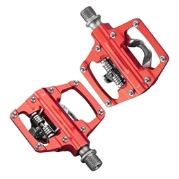 FIVENUM Spares FIVENUM MTB Bike Clipless Pedals Self-locking CNC Aluminum Alloy DU Bearing SPD Double Flat Platform Mountain Bicycle Pedal (Color : Red)