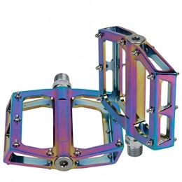 Foern Mountain Bike Pedals Slip Resistant Flat Platforms Aluminum Alloy Mtb Bmx Road Bicycle Pedals Rainbow Color