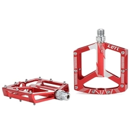 FOLOSAFENAR Mountain Bike Pedal FOLOSAFENAR Bike Bearing Pedals, CNC Aluminum Alloy Bike Pedal Easy To Install 2PCS Wide Platform Universal Standard Thread for Mountain Bikes Repair(Red)