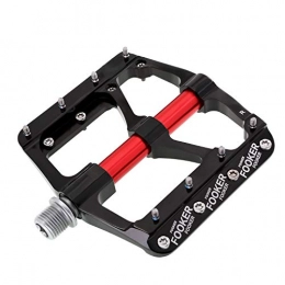 FOOKER Mountain Bike Pedal FOOKER MTB Bike Pedals Mountain Non-Slip Bike Pedals Platform Bicycle Flat Alloy Pedals 9 / 16" 3 Bearings Road BMX MTB Fixie Bikes (Black red 3bearings)