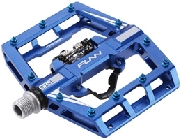Funn Spares Funn Mamba Dual Platform SPD Pedals, Single Sided Clip Mountain Bike Pedals, Compatible with SPD Cleats, 9 / 16-Inch CrMo Axle Bicycle Pedals for MTB / BMX / Gravel Cycling (Blue)