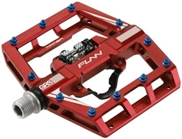 Funn Spares Funn Mamba Dual Platform SPD Pedals, Single Sided Clip Mountain Bike Pedals, Compatible with SPD Cleats, 9 / 16-Inch CrMo Axle Bicycle Pedals for MTB / BMX / Gravel Cycling (Red)